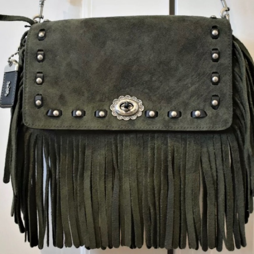 ⛔️SOLD⛔️Authentic Coach Fringe suede leather Crosb - Picture 2 of 9